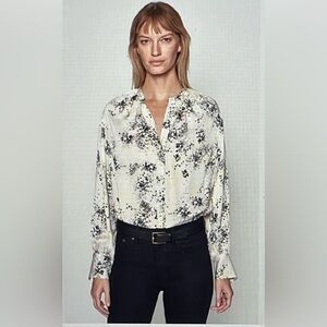 Equipment blouse silk long sleeve sz medium Causette pink in ecru